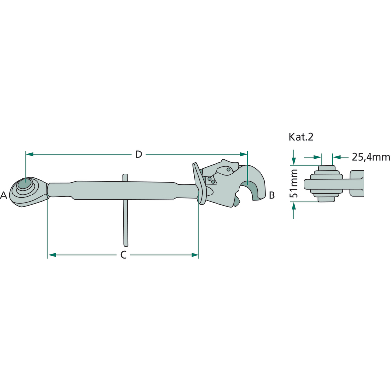 Mechanischer Oberlenker 680 1000mm Kat 2 3 M36x3 Mit Fanghaken 680