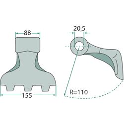 2x SECURA Hammerschlegel Für Willibald, Kuhn, Nobili Mulcher – Maße: 155 Mm Breite, 20,5 Mm Bohrung